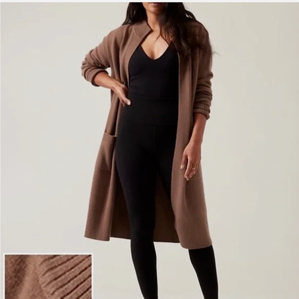 Athleta Spirit Wool Cashmere Long Wrap Cardigan .